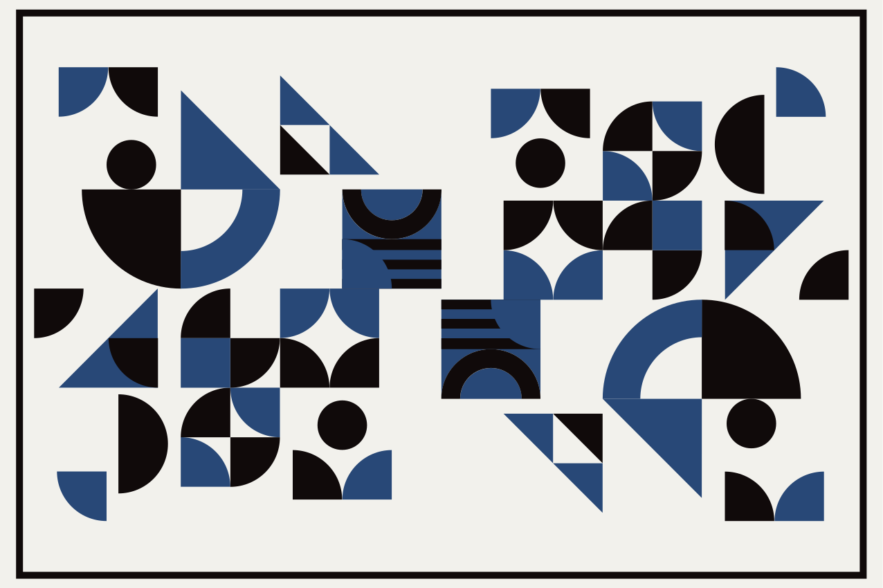 Moderné prestieranie na stôl s geometrickými modrými vzormi - Tenstickers