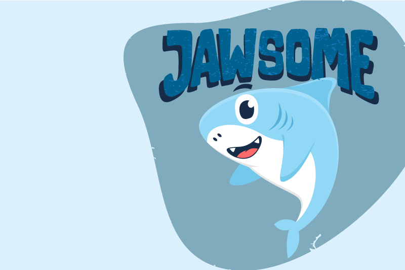 Detské prestieranie s veselou žraločou grafikou - Tenstickers