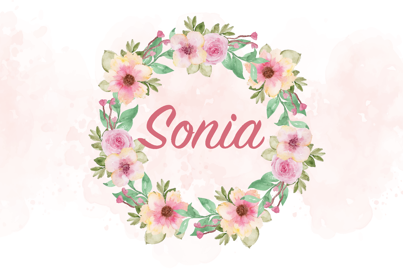 podložka na stôl s menom akvarelové kvety - Tenstickers