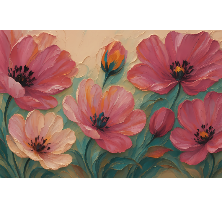 fototapeta do kúpeľňe maľované kvetinové umenie - Tenstickers