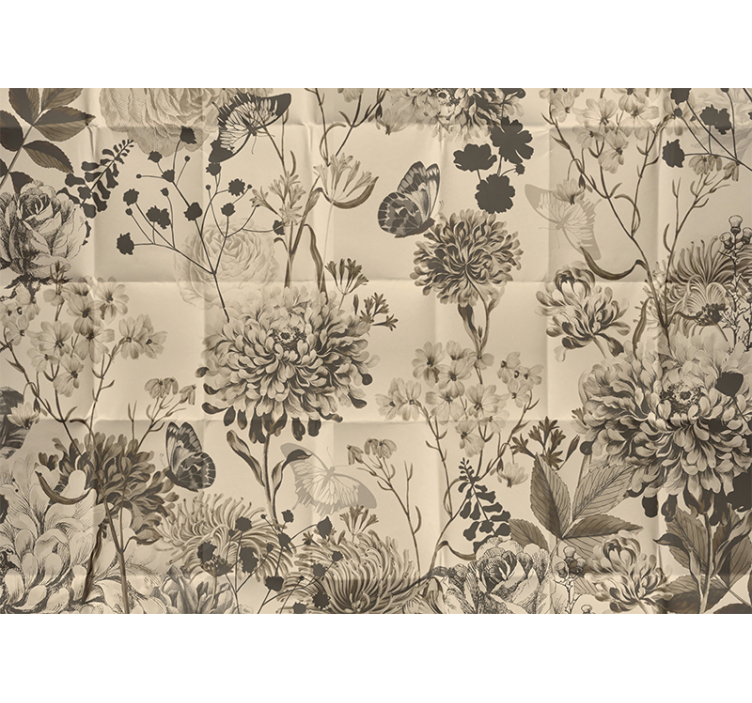 fototapety na stenu do spálne béžový kvetinový vzor - Tenstickers