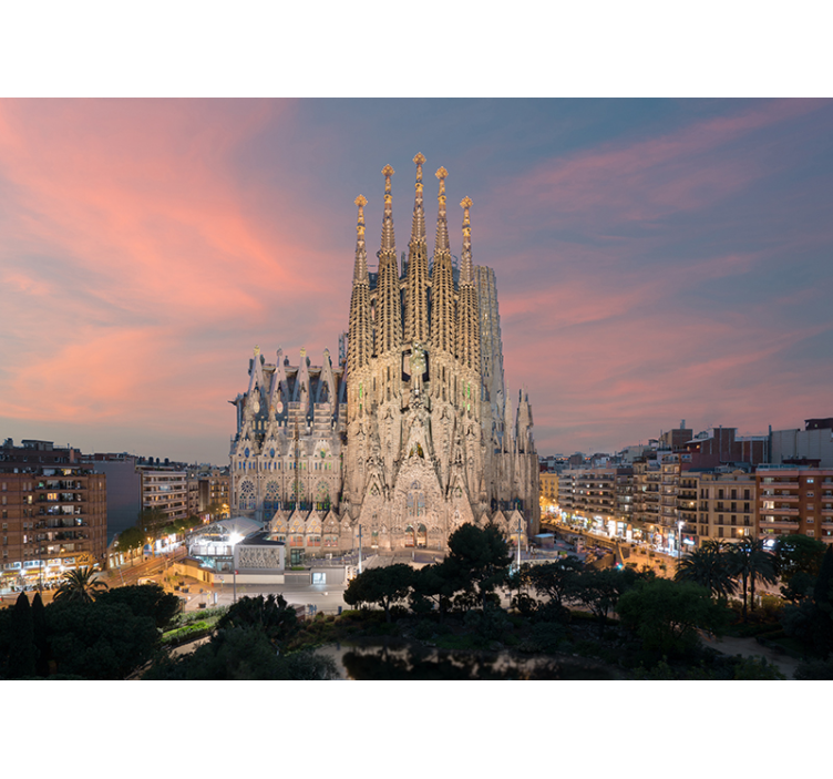 Nástenná maľba mesta sagrada familia barcelona - Tenstickers