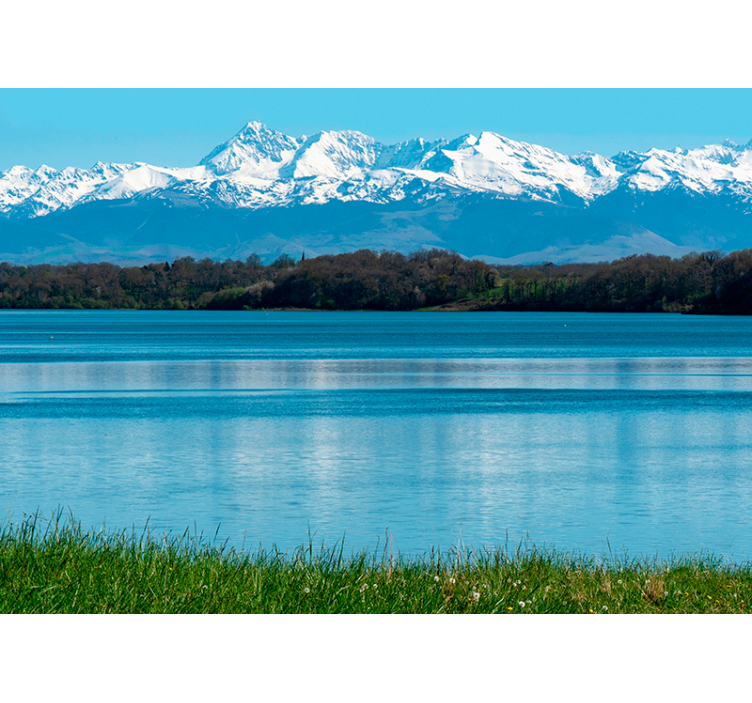 Jazero v nástennej maľbe pyrenejí - Tenstickers