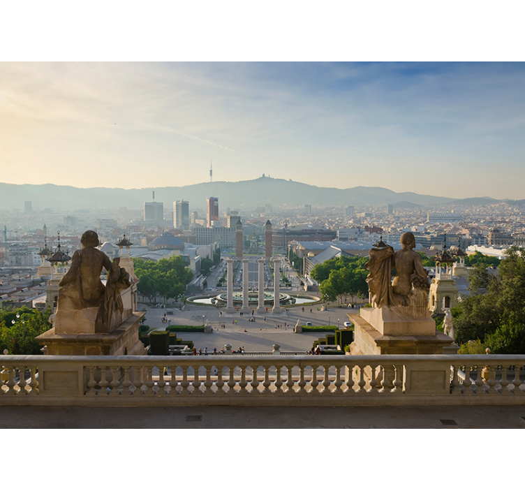 Barcelona fontána montjuic nástenná maľba mesta - Tenstickers