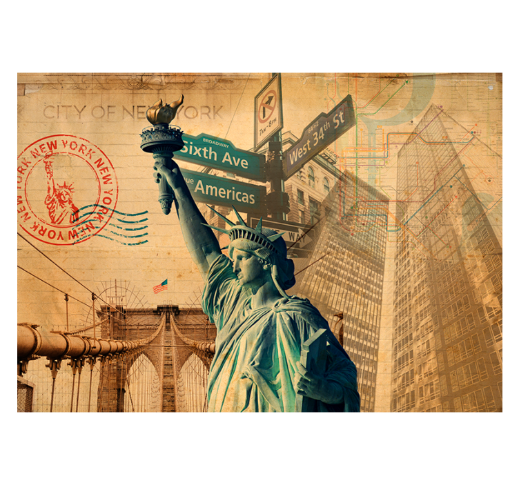 fototapeta new york koláž vintage slobody - Tenstickers
