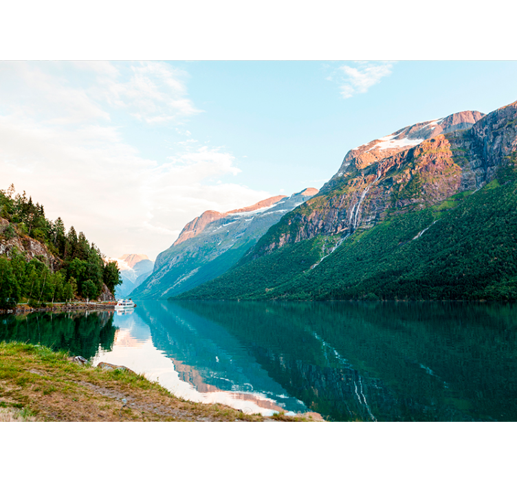 Drevená krajina v nástennej maľbe jazera - Tenstickers