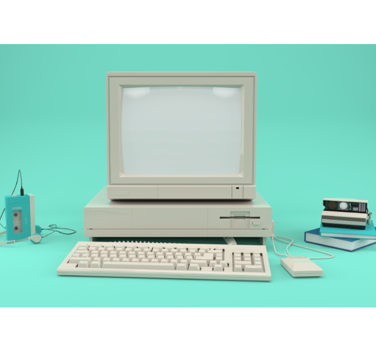 fototapeta moto nastavenie starožitného počítača - Tenstickers