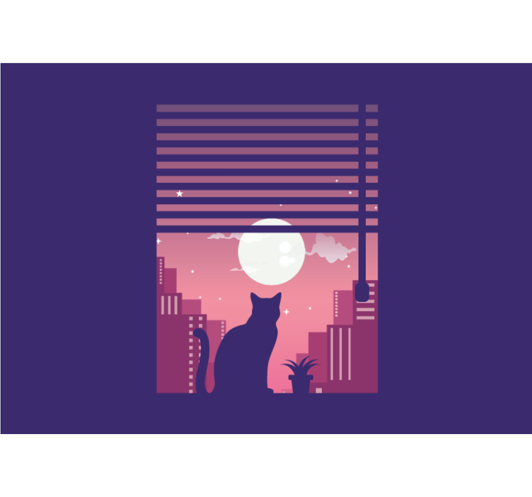 fototapety so zvieratami silueta mačky v noci - Tenstickers