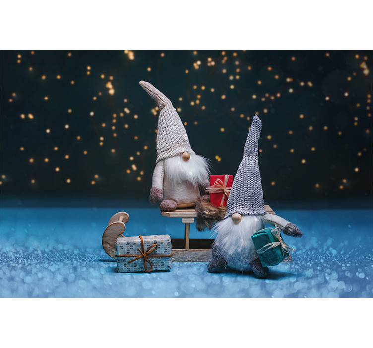 škriatkovia na snehu vianočné fototapeta - Tenstickers