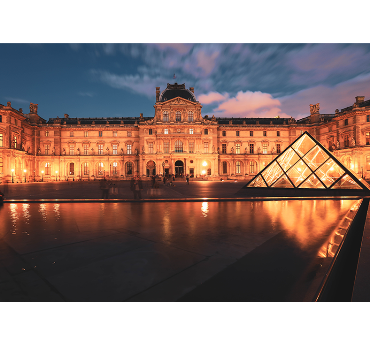 Fototapety na stenu mesta louvre pyramída v noci - Tenstickers