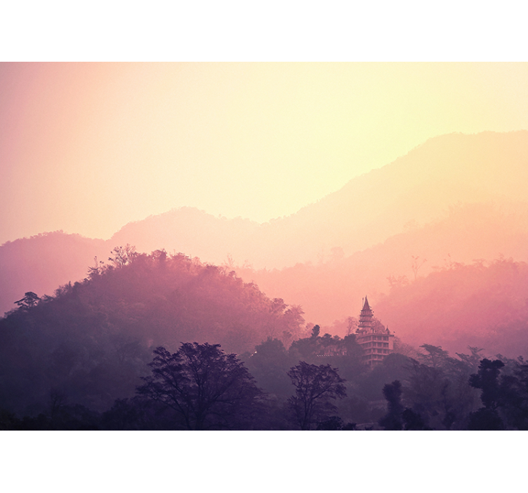 fototapety na stenu priroda výhľad na horský chrám - Tenstickers