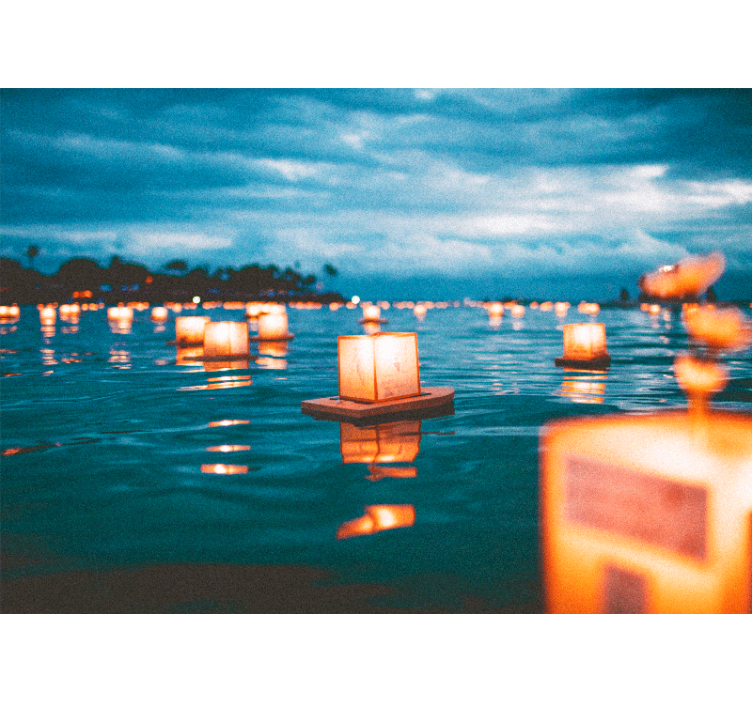 Lampióny nad vodou jazero fototapeta - Tenstickers