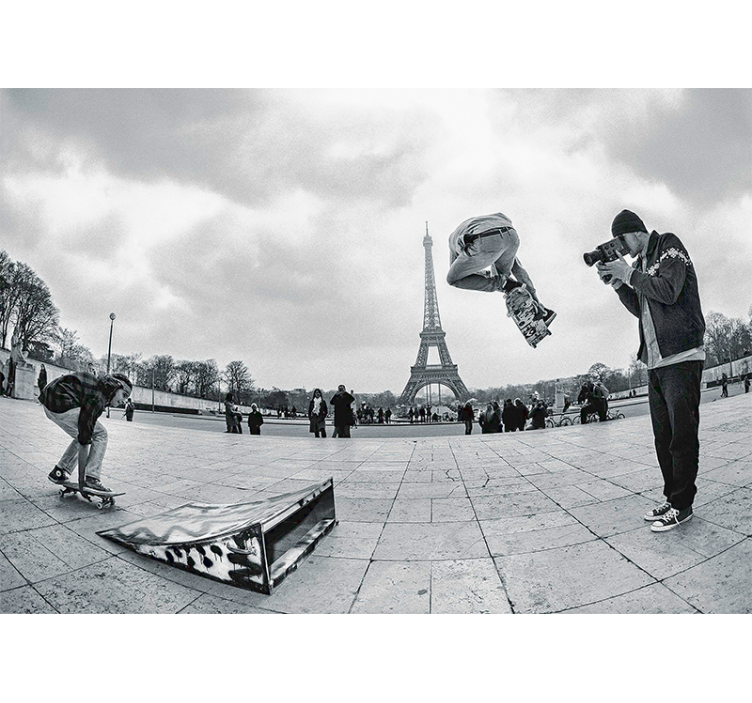 fototapeta paríž skateboarding na eiffelovej veži - Tenstickers