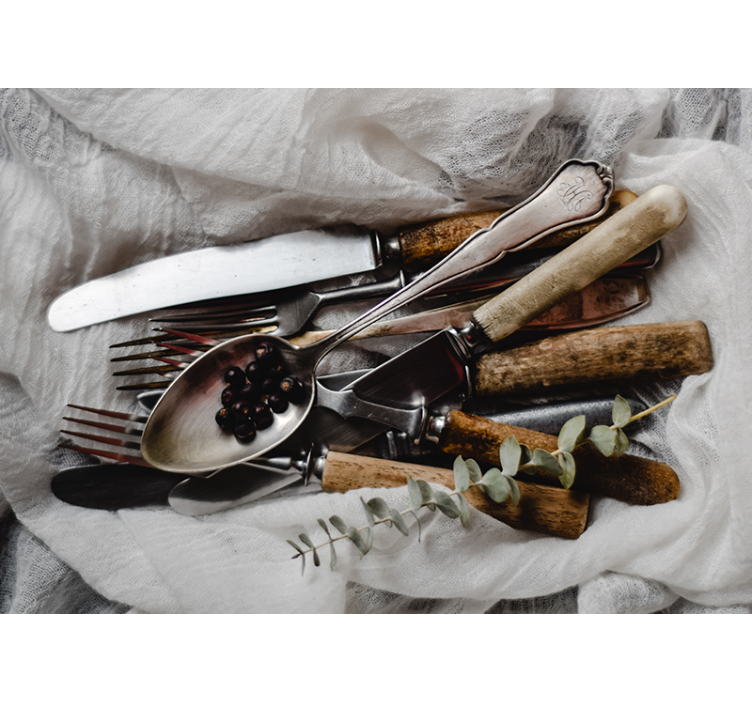 fototapeta do kuchyne súbor vintage riadu - Tenstickers