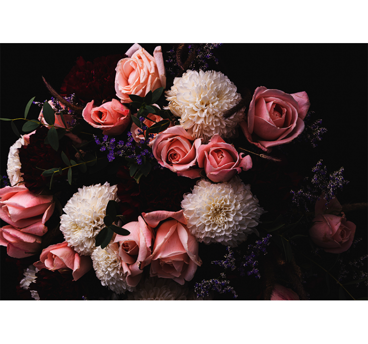 Luxusná kytica ružové ruže fototapeta - Tenstickers