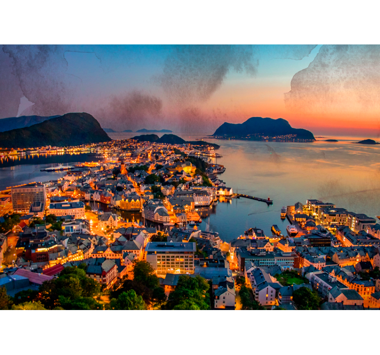 fototapety na stenu mesta malebný výhľad na pobrežie - Tenstickers