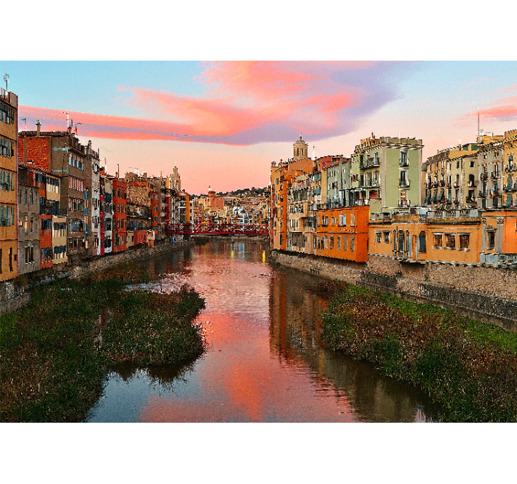 Fototapety na stenu mesta girona rieka západ slnka - Tenstickers