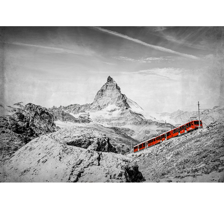 šedé hory prechod cez vlak príroda fototapeta - Tenstickers