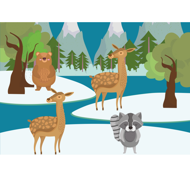 fototapeta do detskej izby kreslená scéna lesných zvierat - Tenstickers