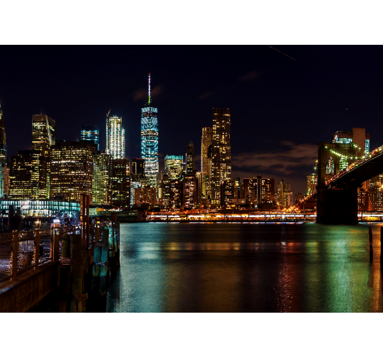 Fototapeta new york nočná panoráma manhattanu - Tenstickers