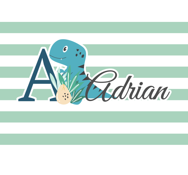 fototapeta do detskej izby t-rex s iniciálou a menom - Tenstickers