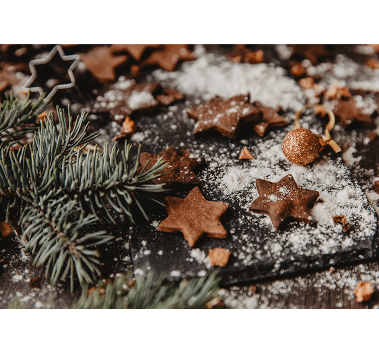 Fototapeta vianočné pečivo na drevenom stole - Tenstickers