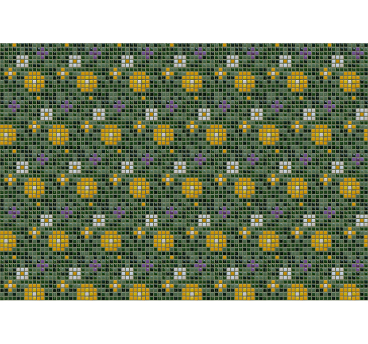 fototapeta do kúpeľňe živý kvetinový vzor dlaždice - Tenstickers