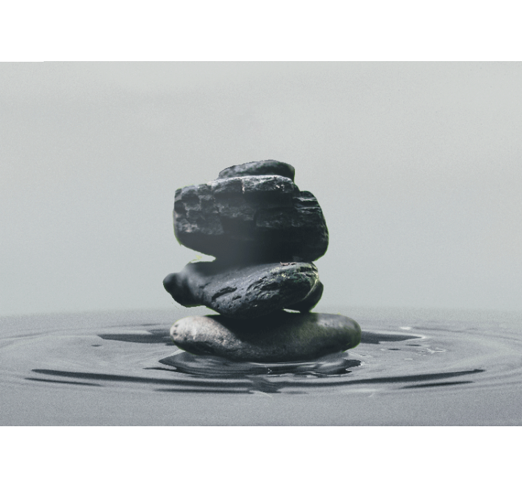 Vyvažujúca kamienková pyramída pod morskou nástennou maľbou - Tenstickers