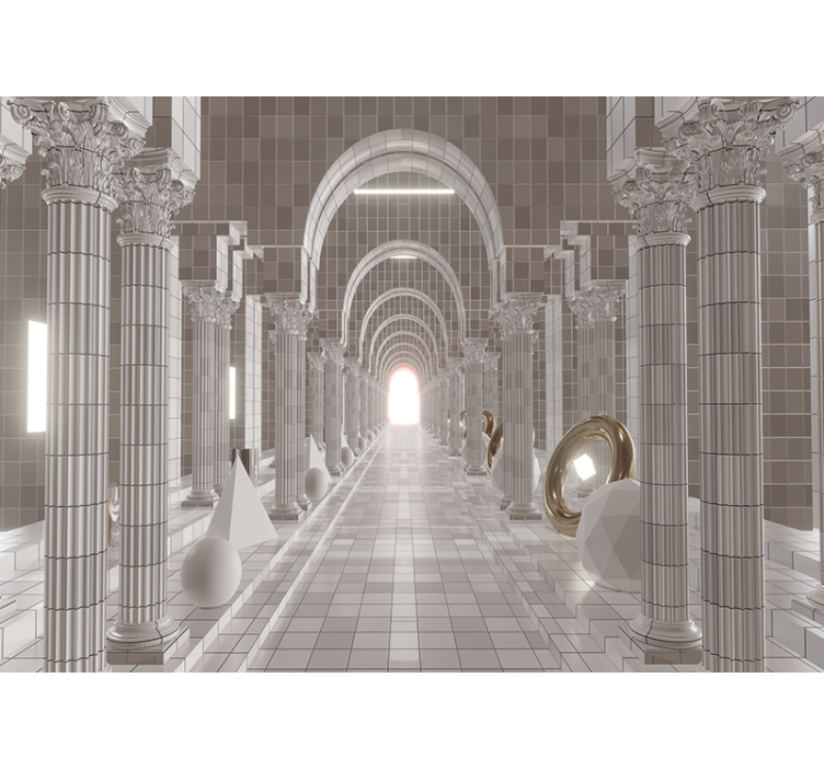 Stĺpy optický klam 3d nástenná fototapeta - Tenstickers