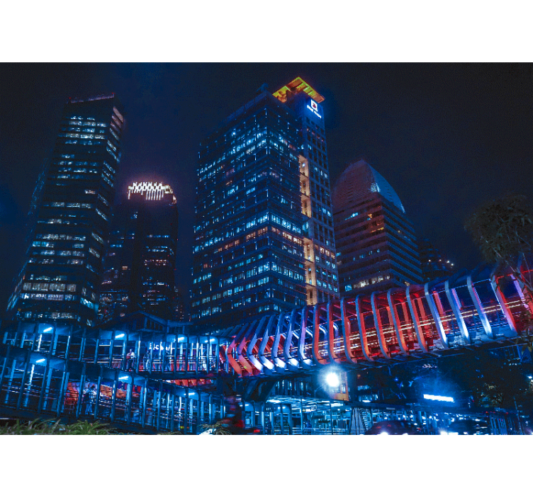 Fototapety na stenu mesta moderný nočný panoráma - Tenstickers