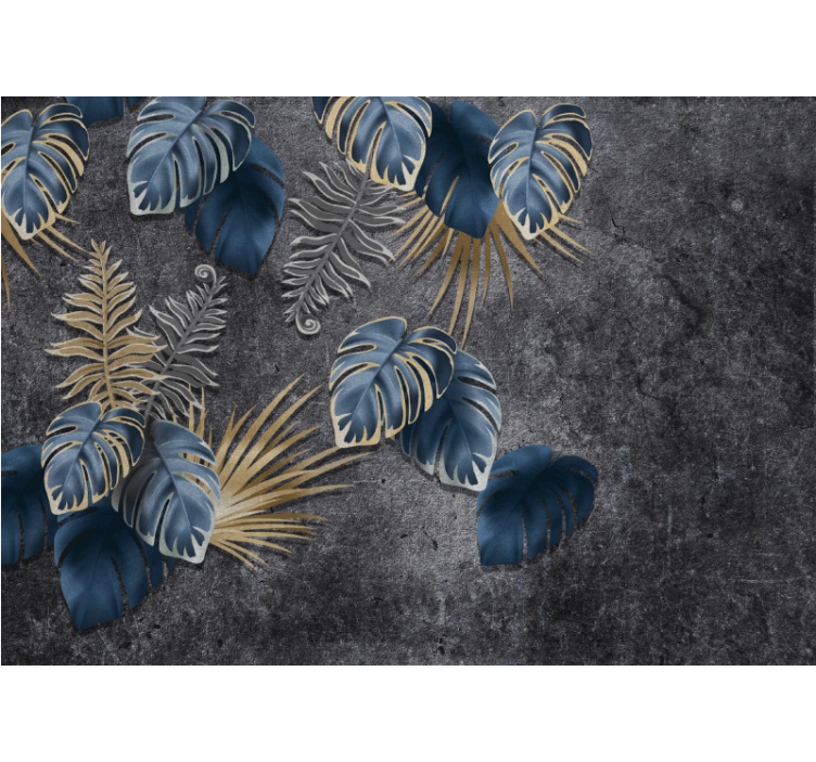 3d efekt rastlín na betón 3d fototapeta - Tenstickers