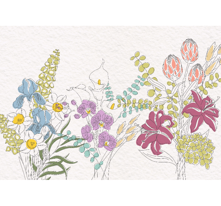 Fototapeta nakreslené kvety - Tenstickers