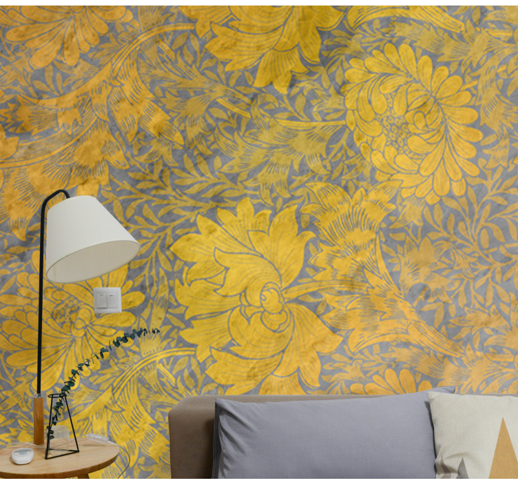 3d zlaté betónové kvety fototapeta - Tenstickers