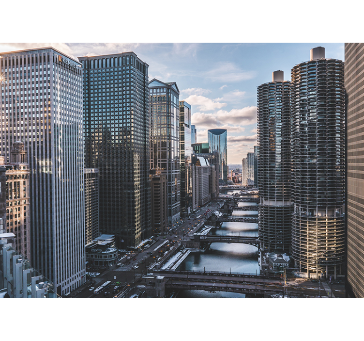 Fototapety na stenu mesta pohľad na panorámu chicaga - Tenstickers