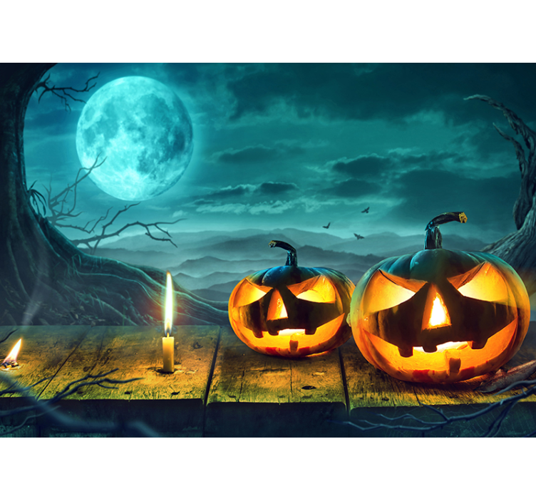 Fototapety halloween žiarivé tekvicové tváre - Tenstickers