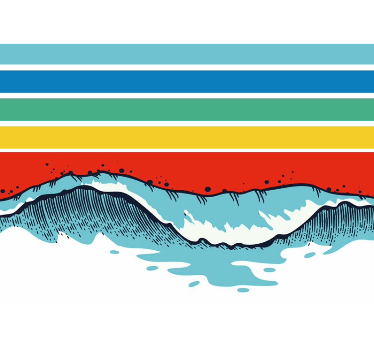 Retro farebné pruhy a vlny fotomurálne - Tenstickers