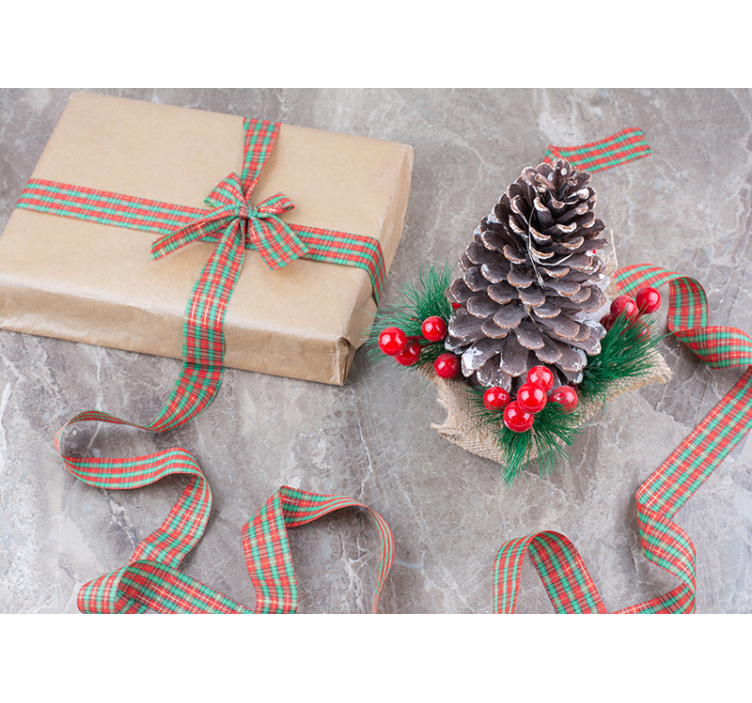 vianočné fototapety slávnostný aranžmán zo šišiek - Tenstickers