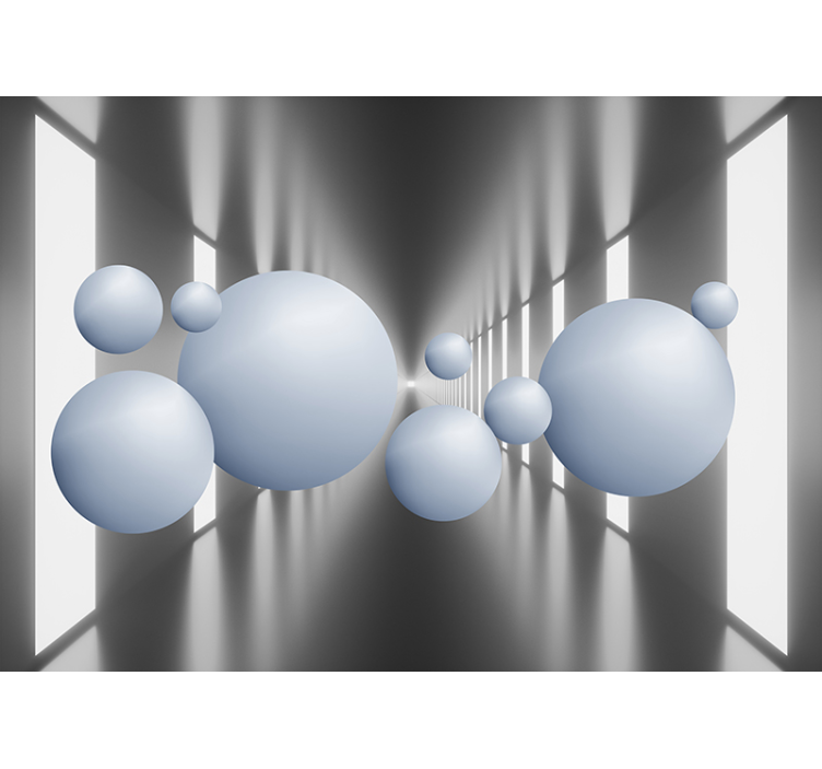 3d plávajúce gule železný tunel fototapeta 3d - Tenstickers