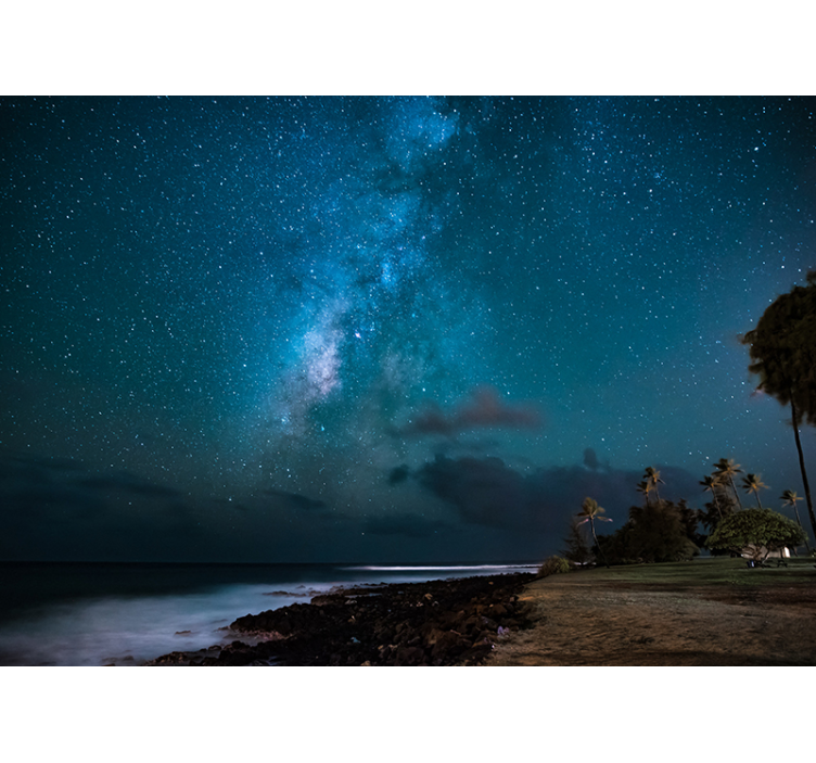 Modrá nočná obloha plná hviezd oblohy fototapeta - Tenstickers