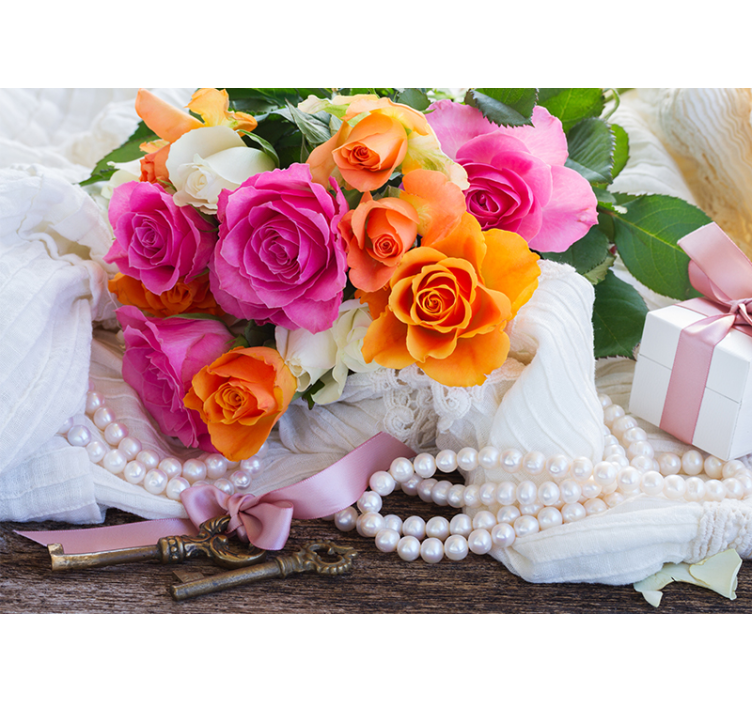 fototapeta kvety aranžmán z kytice ruží - Tenstickers