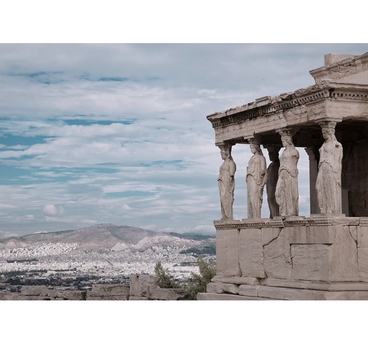 Grécke biele stĺpy a holuby 3d fototapeta - Tenstickers