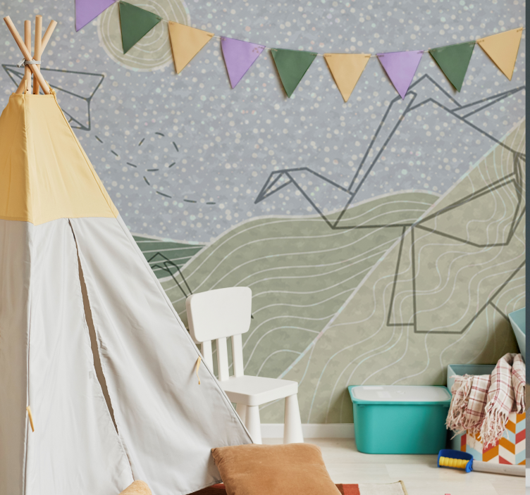 fototapeta do detskej izby dizajn slonov japandi - Tenstickers