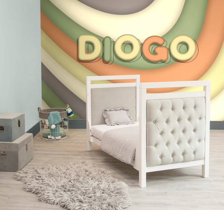 fototapeta do detskej izby zakrivené pruhy s menom - Tenstickers