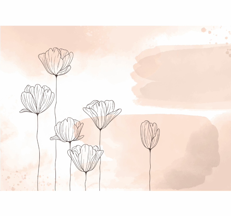 Fototapeta kreslené kvety na ružovej - Tenstickers