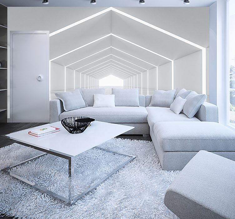 Biely tunel 3d nástenná maľba - Tenstickers