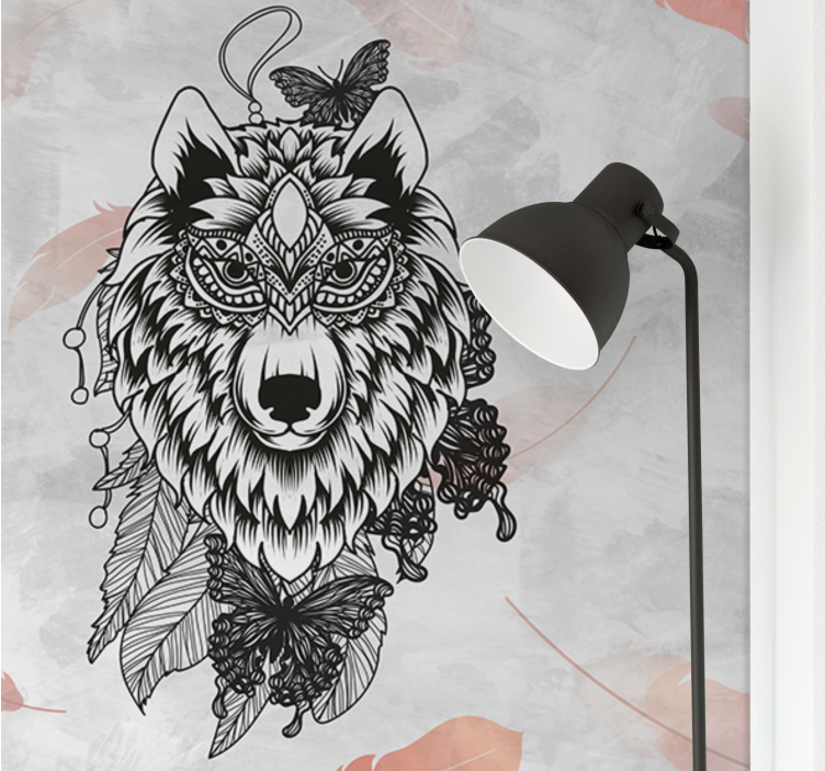Moderná fototapeta bohémsky vlk s perím - Tenstickers