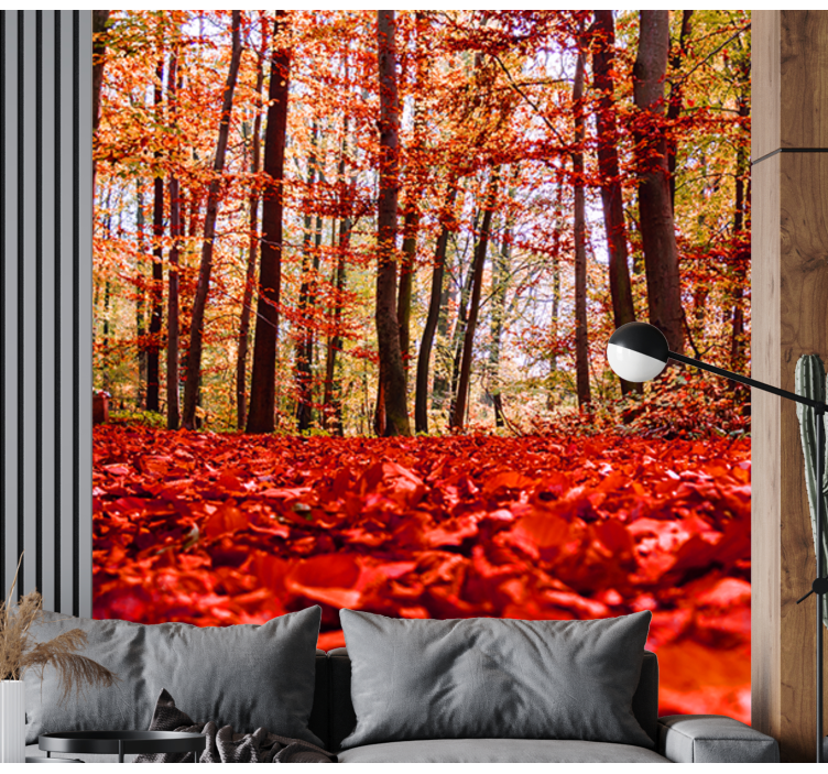 červené listy lesná fototapeta - Tenstickers