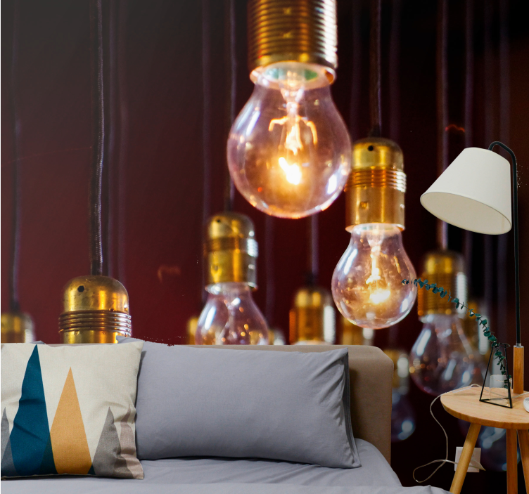 Elegantné závesné žiarovky tapeta na stenu do spálne - Tenstickers