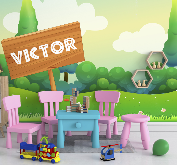 fototapeta do detskej izby hravá zelená krajina - Tenstickers