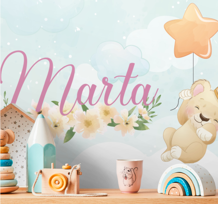 Fototapeta do detskej izby roztomilý lev s balónom - Tenstickers